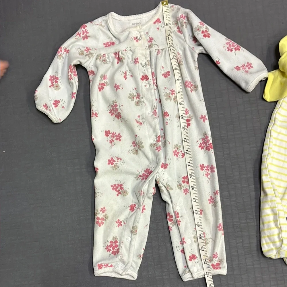 Carter's Pink Floral & Yellow Bee Stripe Baby One-Piece Sleepers - 2 Pack